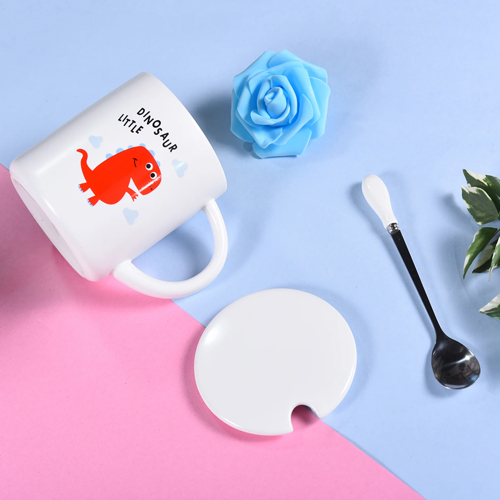 Cute Little DINOSAUR Mugs  Premium Drinkware with Lid & Spoon