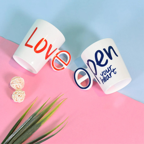 Open Your Heart Love Ceramic Coffee Mug (Set of 2)