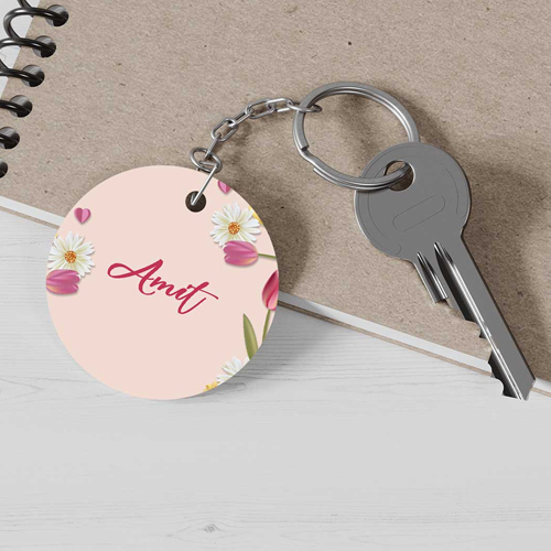 Floral Personalized Name Keychain