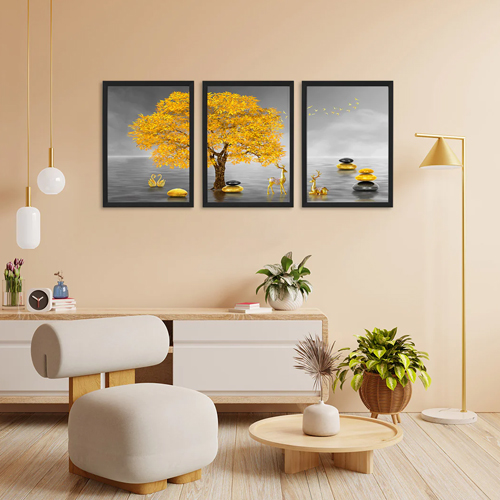 Golden Tree Theme Framed Set of 3