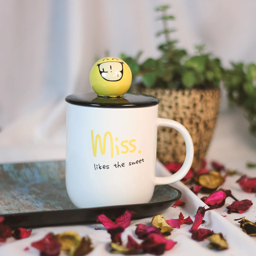 Funny Emoji Coffee Mugs With Lid & Spoon